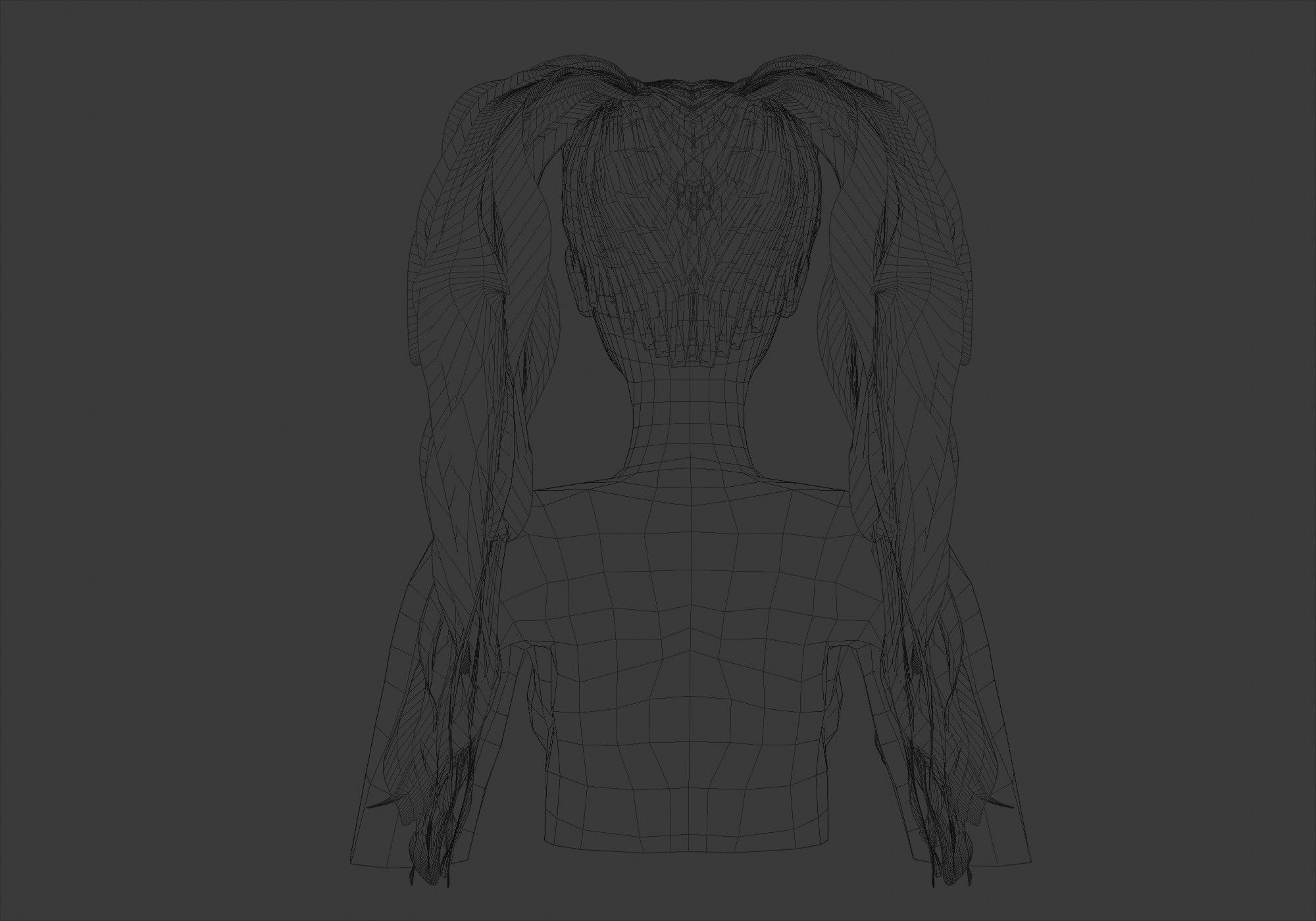 Pigtails Female Hair 3D model_9