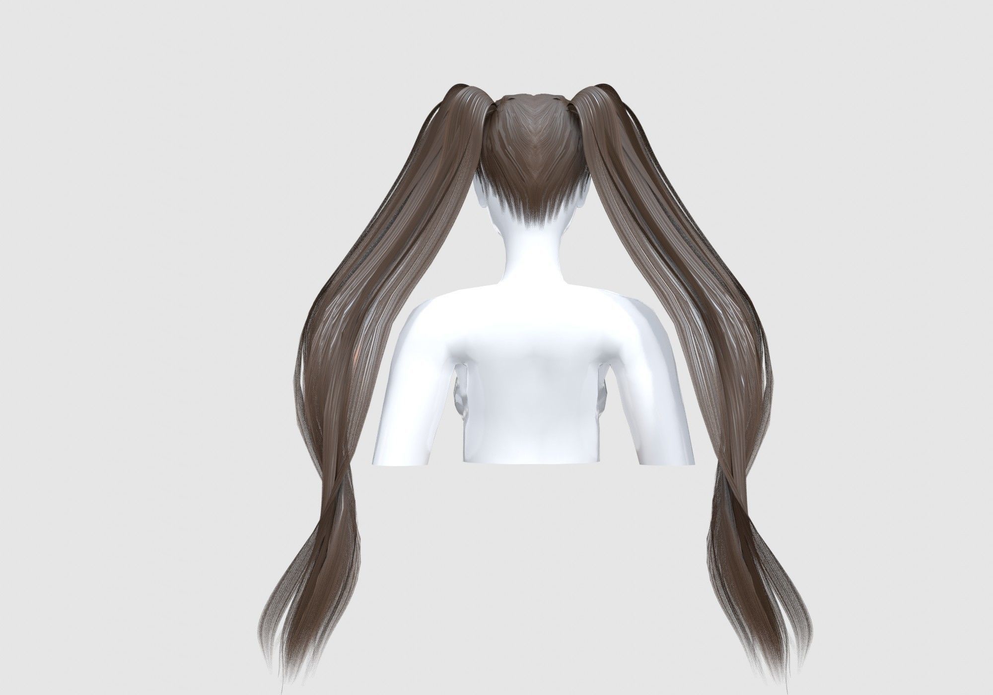 Pigtails Cute Hairstyle  3D model_4