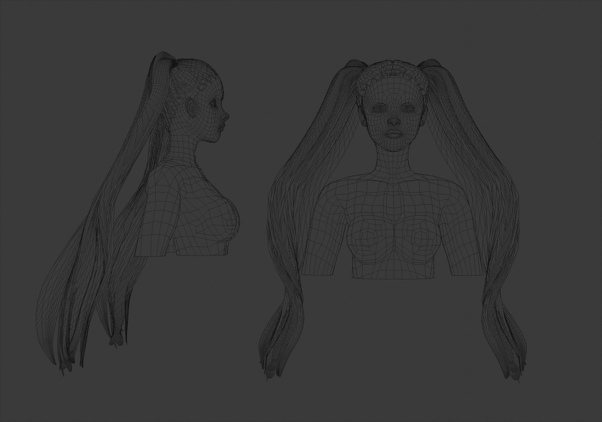 Pigtails Cute Hairstyle  3D model_5