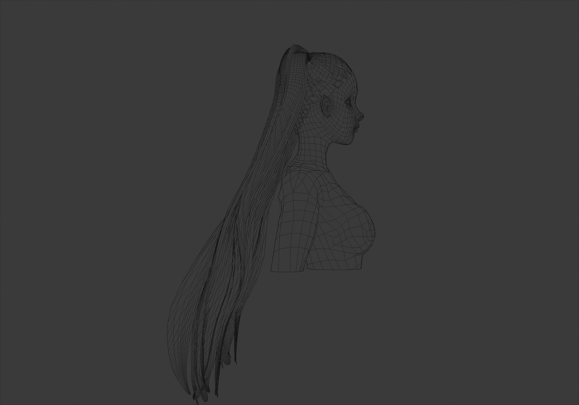 Pigtails Cute Hairstyle  3D model_7