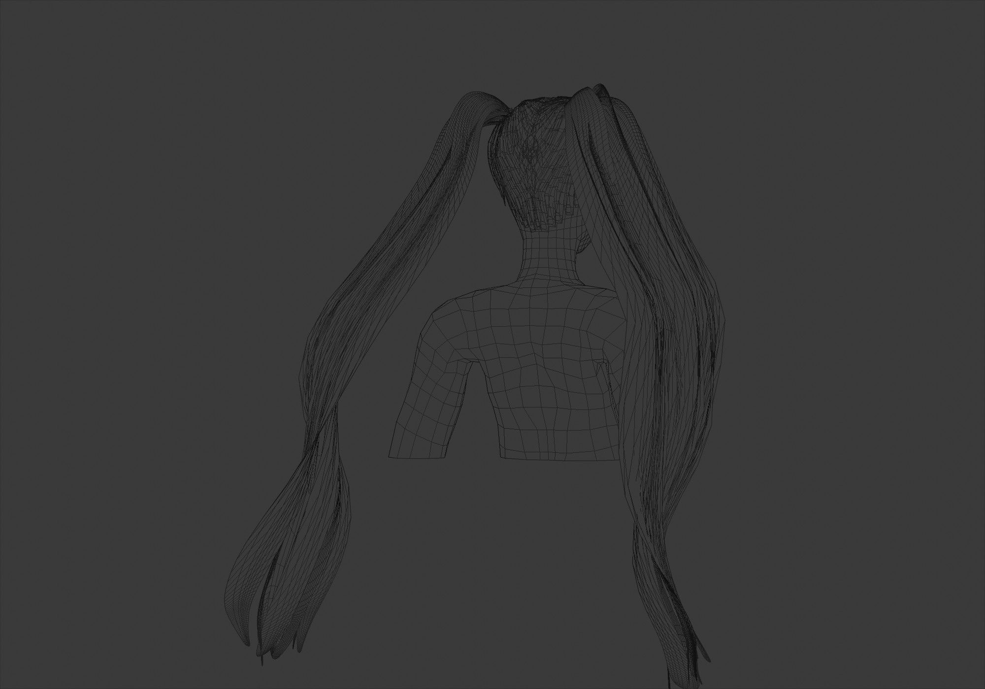 Pigtails Cute Hairstyle  3D model_8