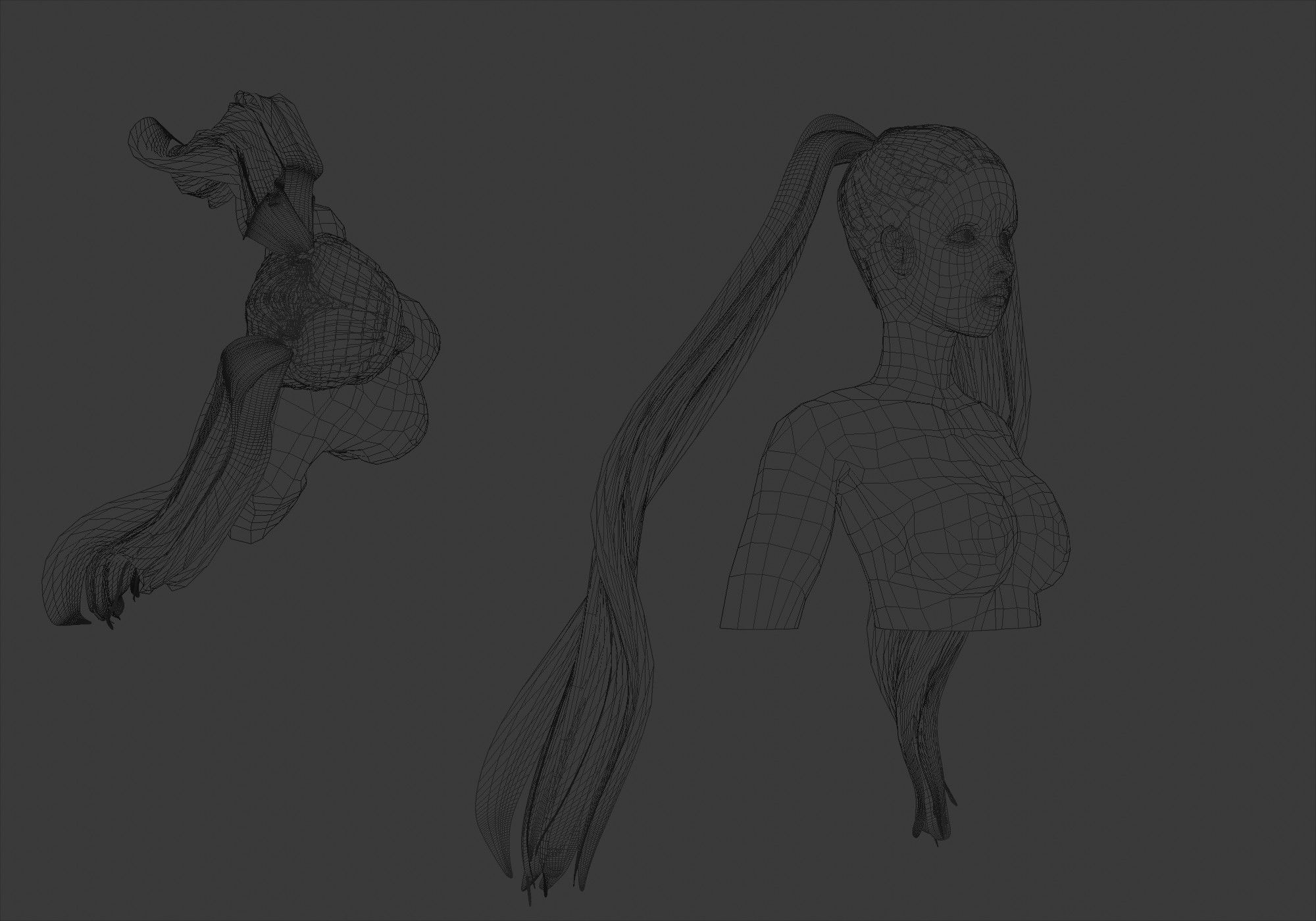 Pigtails Cute Hairstyle  3D model_6