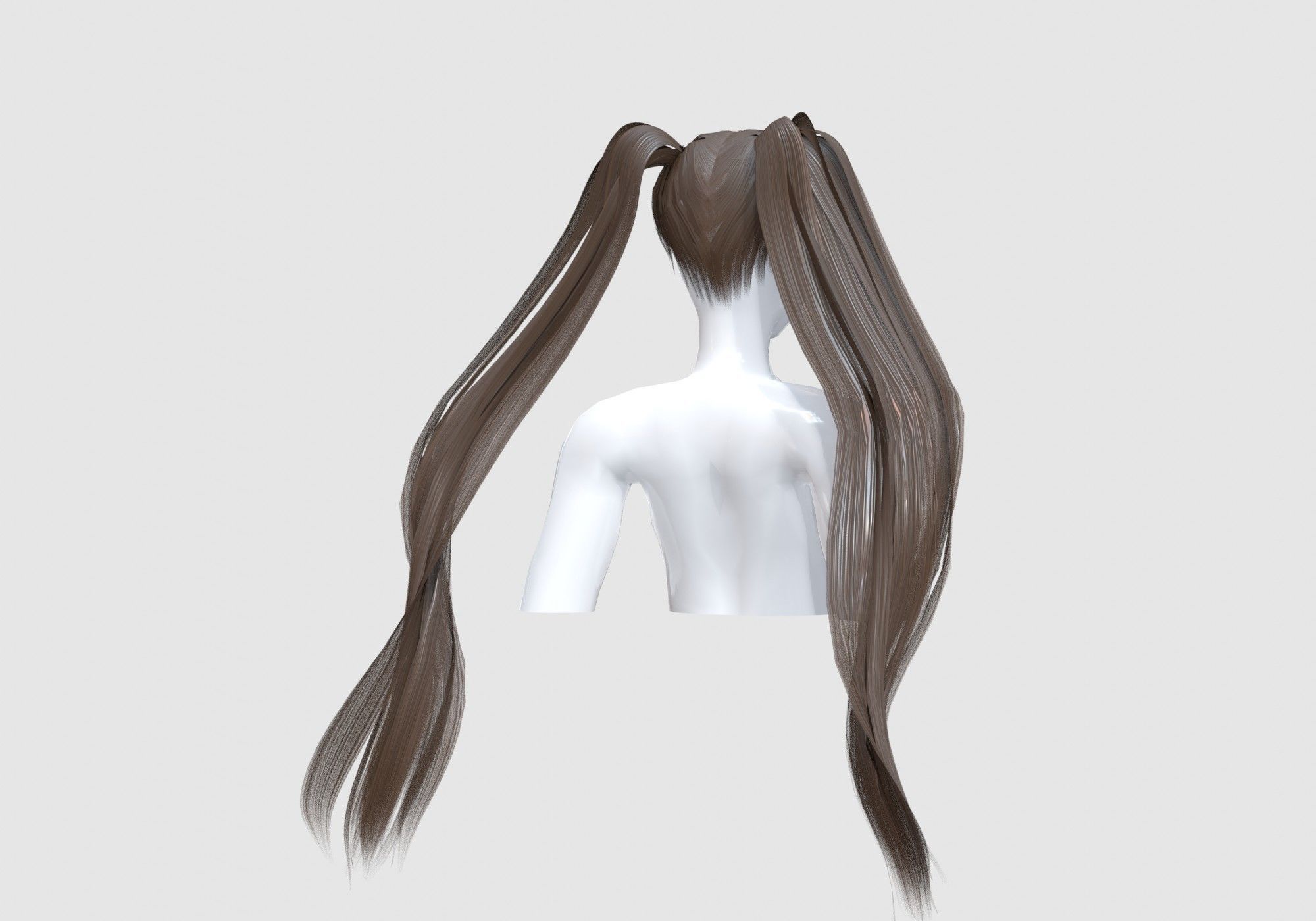 Pigtails Cute Hairstyle  3D model_3