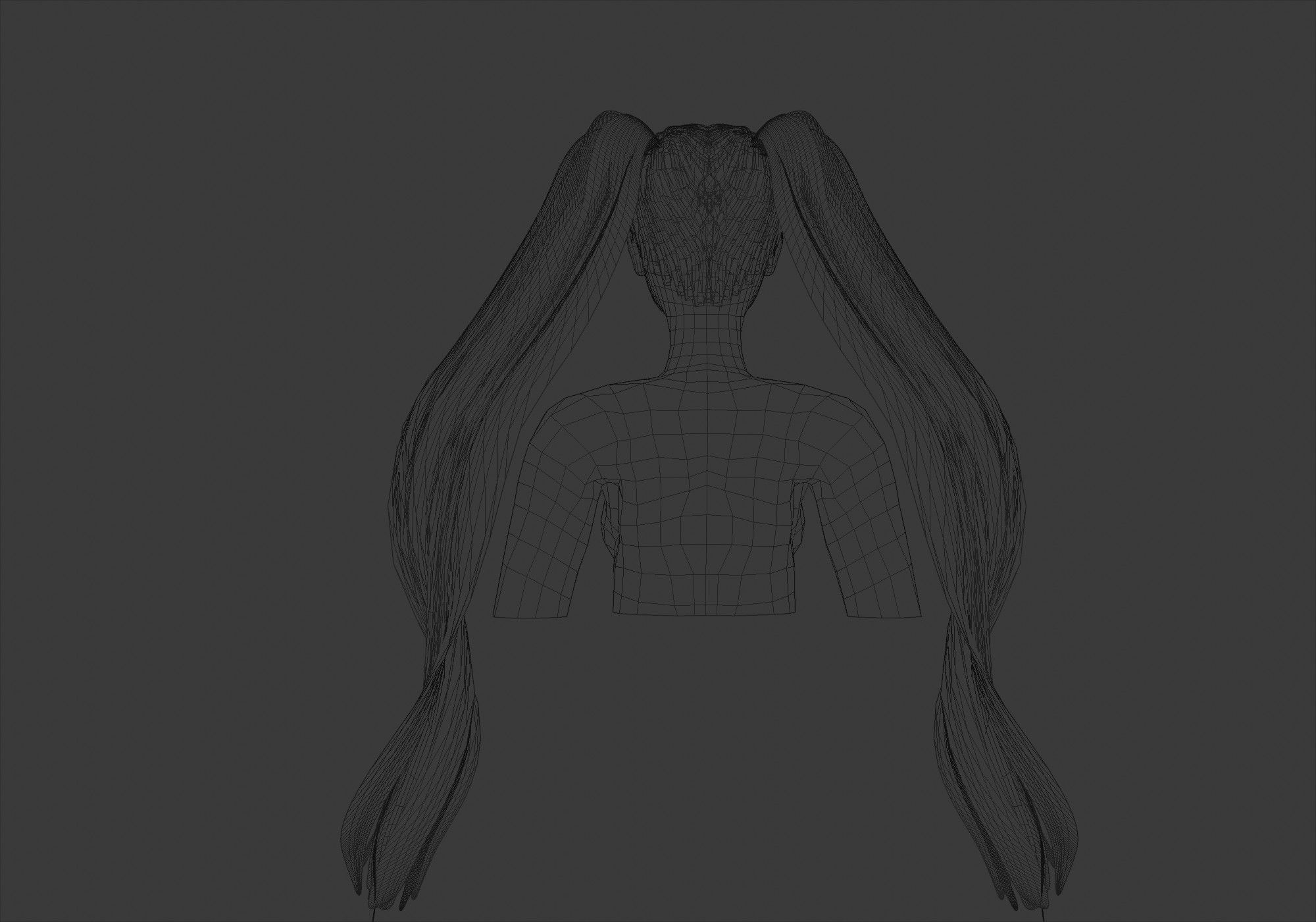 Pigtails Cute Hairstyle  3D model_9