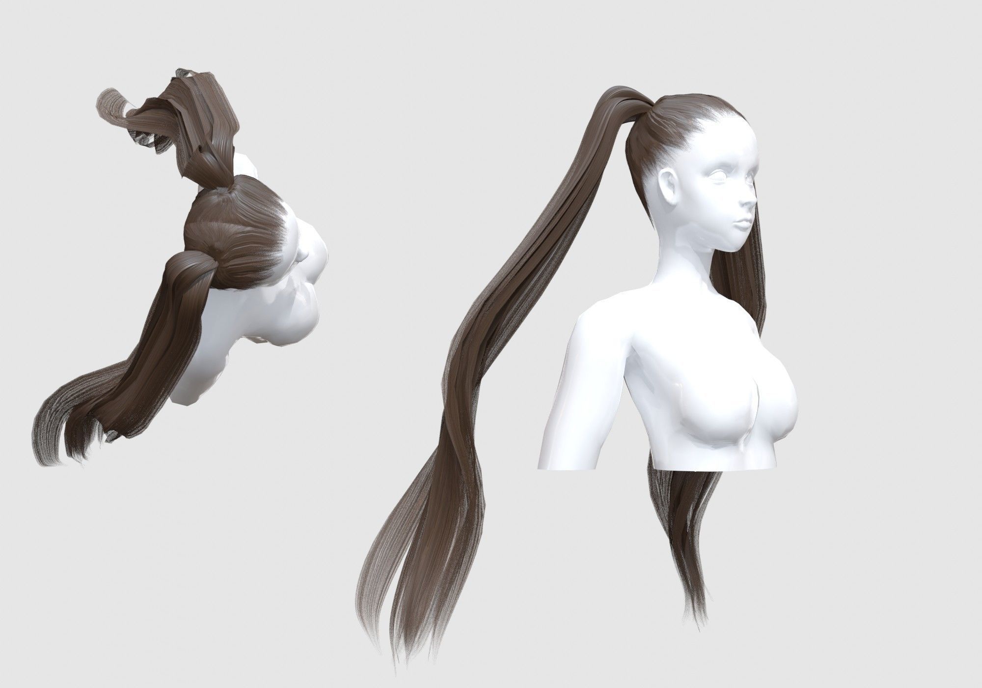 Pigtails Cute Hairstyle  3D model_1