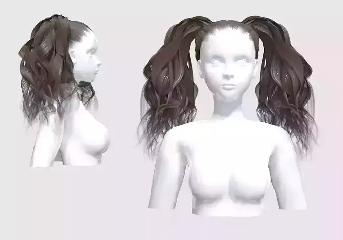 Pigtails Cute Hair  3D model