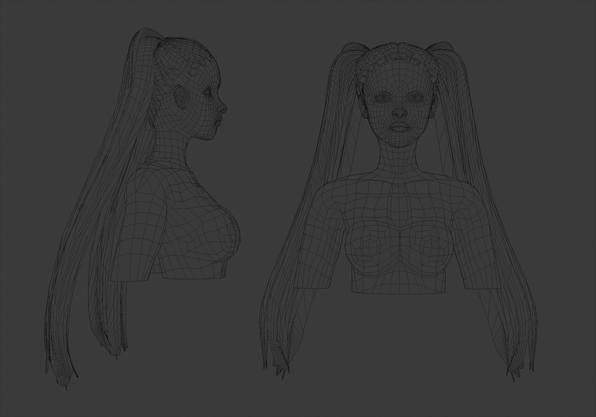 Pigtails Basic Hairstyle  3D model_5