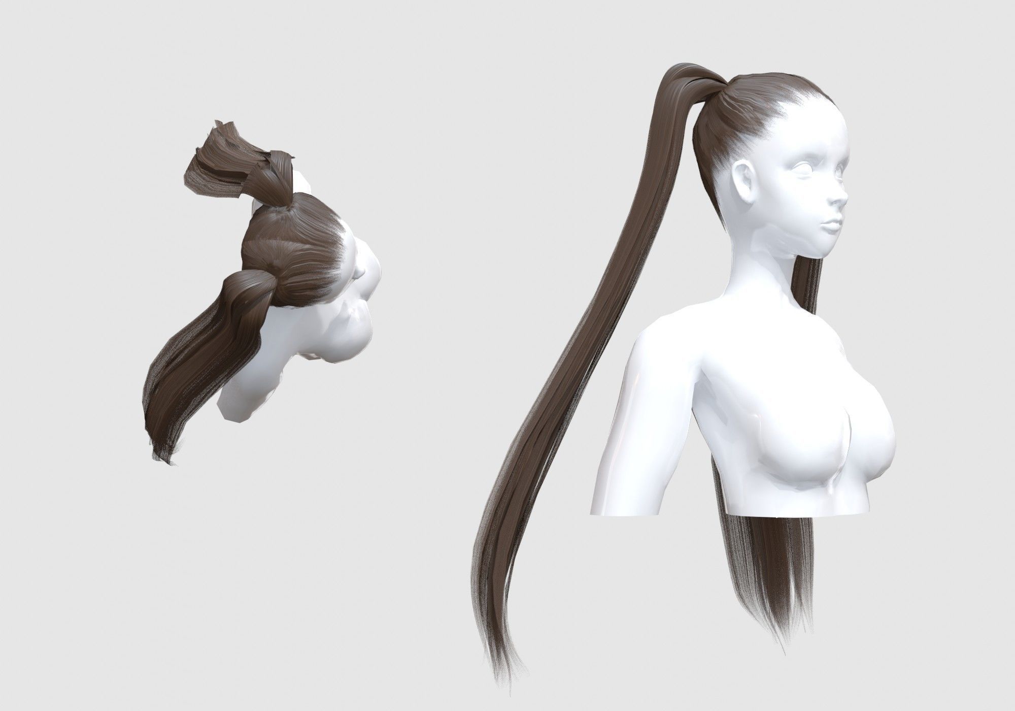 Pigtails Basic Hairstyle  3D model_1