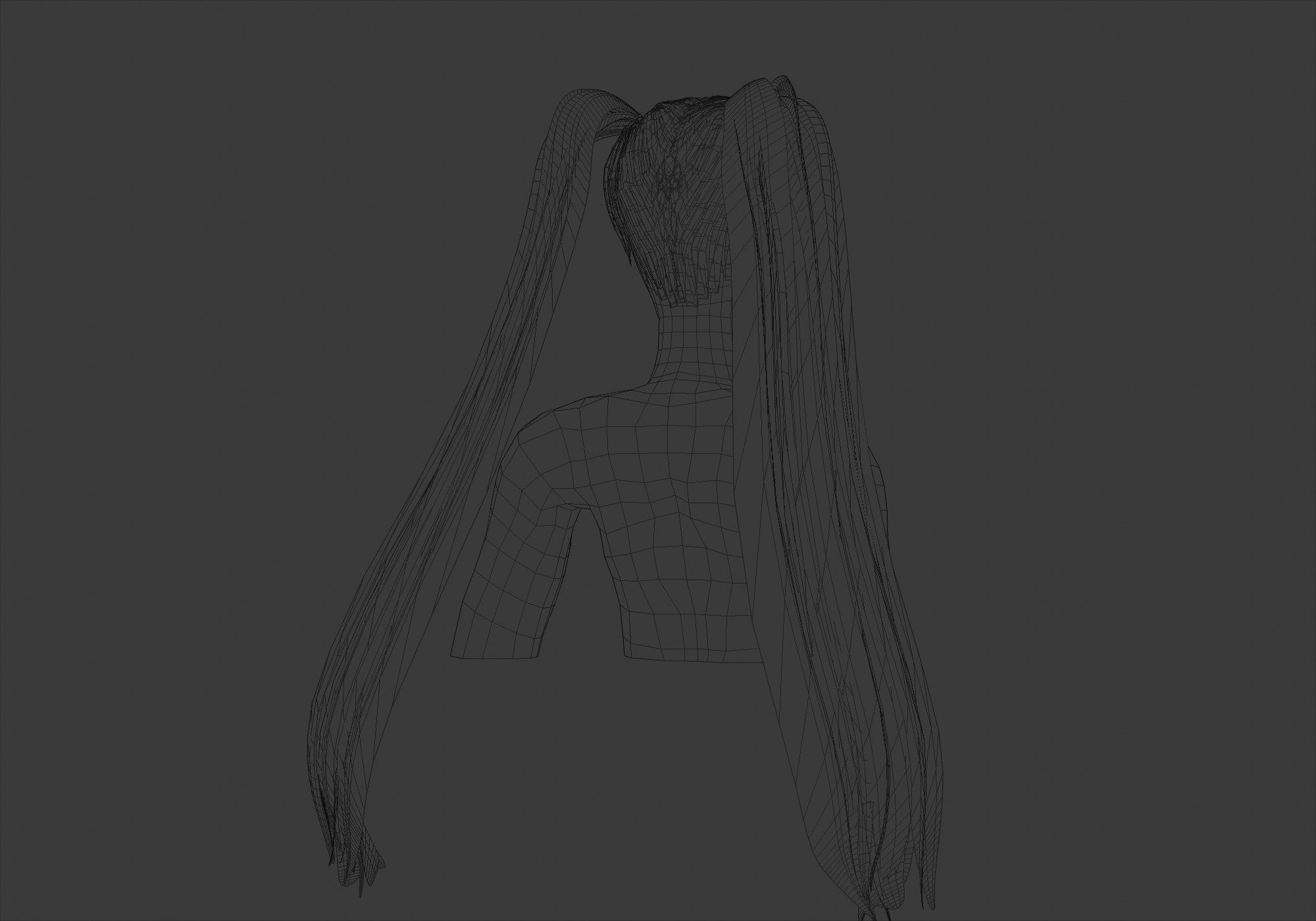 Pigtails Basic Hairstyle  3D model_8