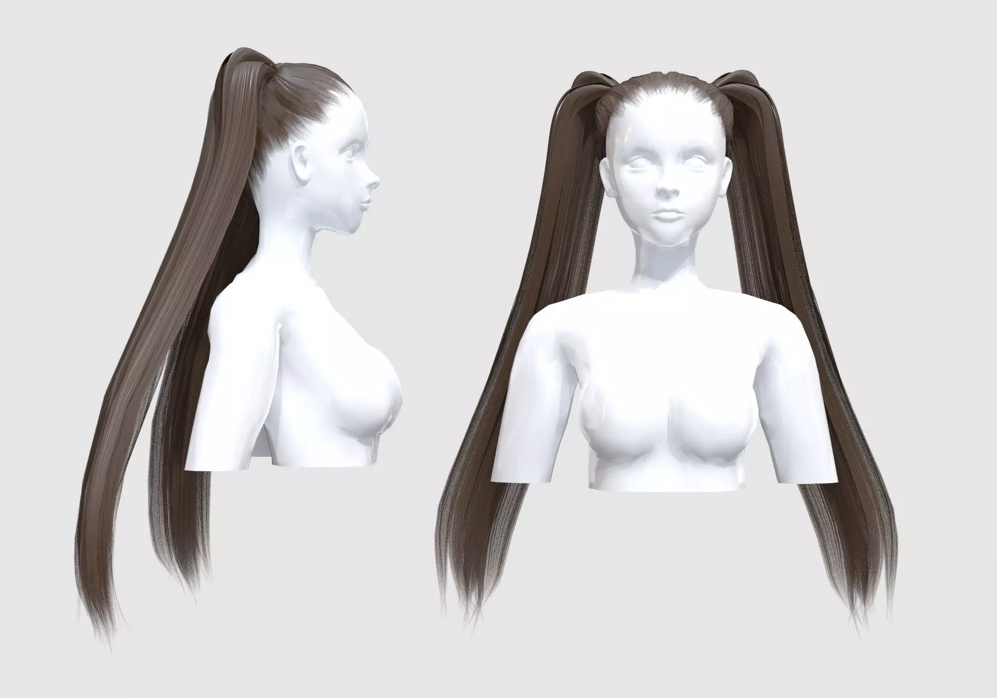 Pigtails Basic Hairstyle  3D model_0