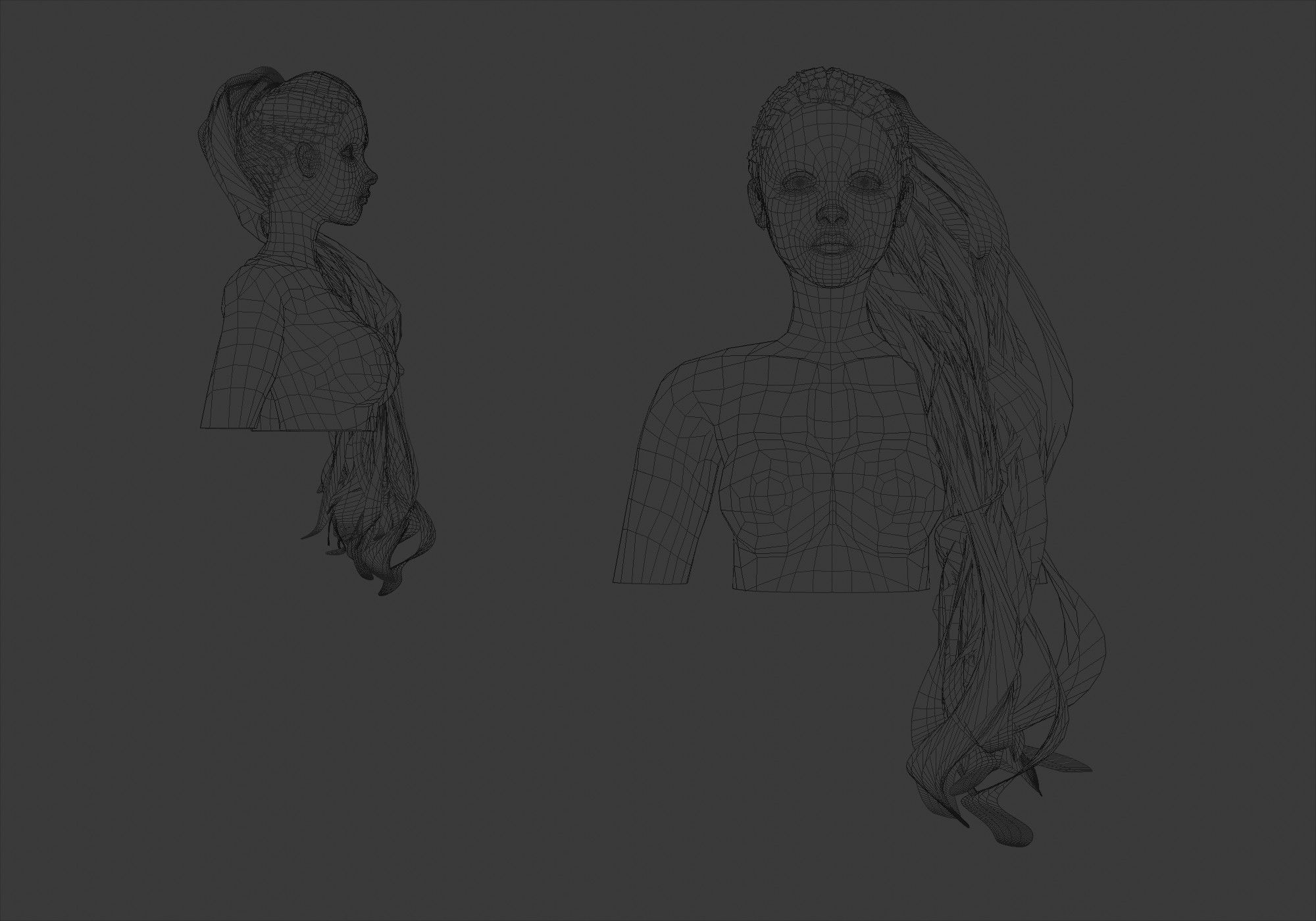 Pigtail Female Hair 3D model_5