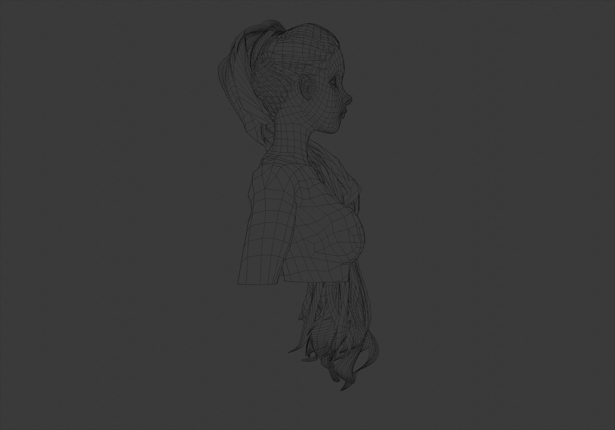 Pigtail Female Hair 3D model_7