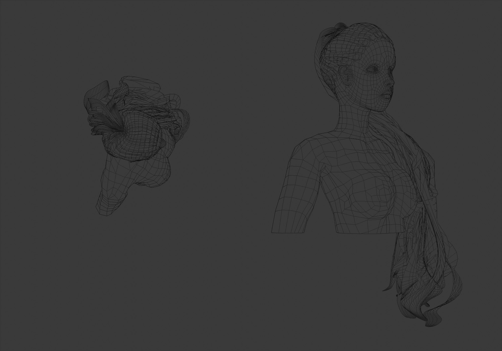 Pigtail Female Hair 3D model_6