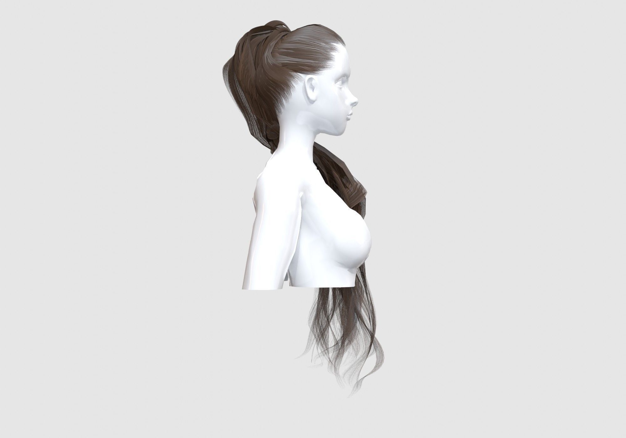 Pigtail Female Hair 3D model_2