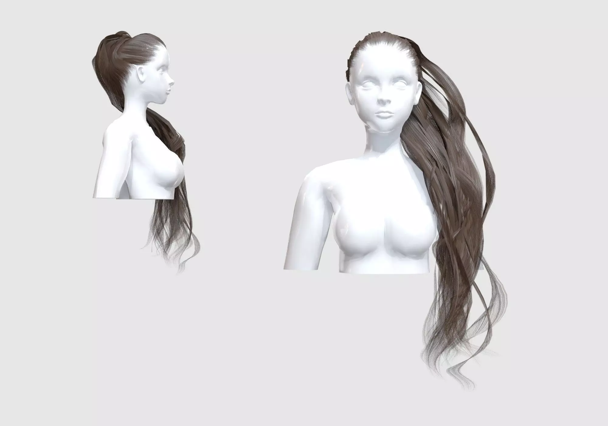 Pigtail Female Hair 3D model_0