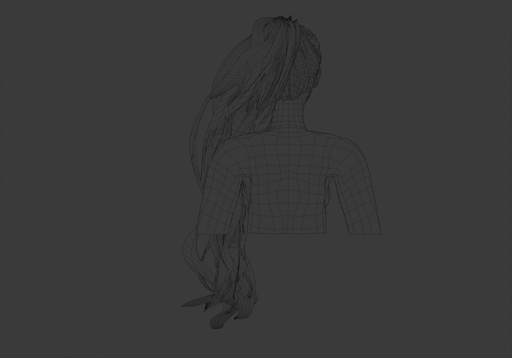 Pigtail Female Hair 3D model_9