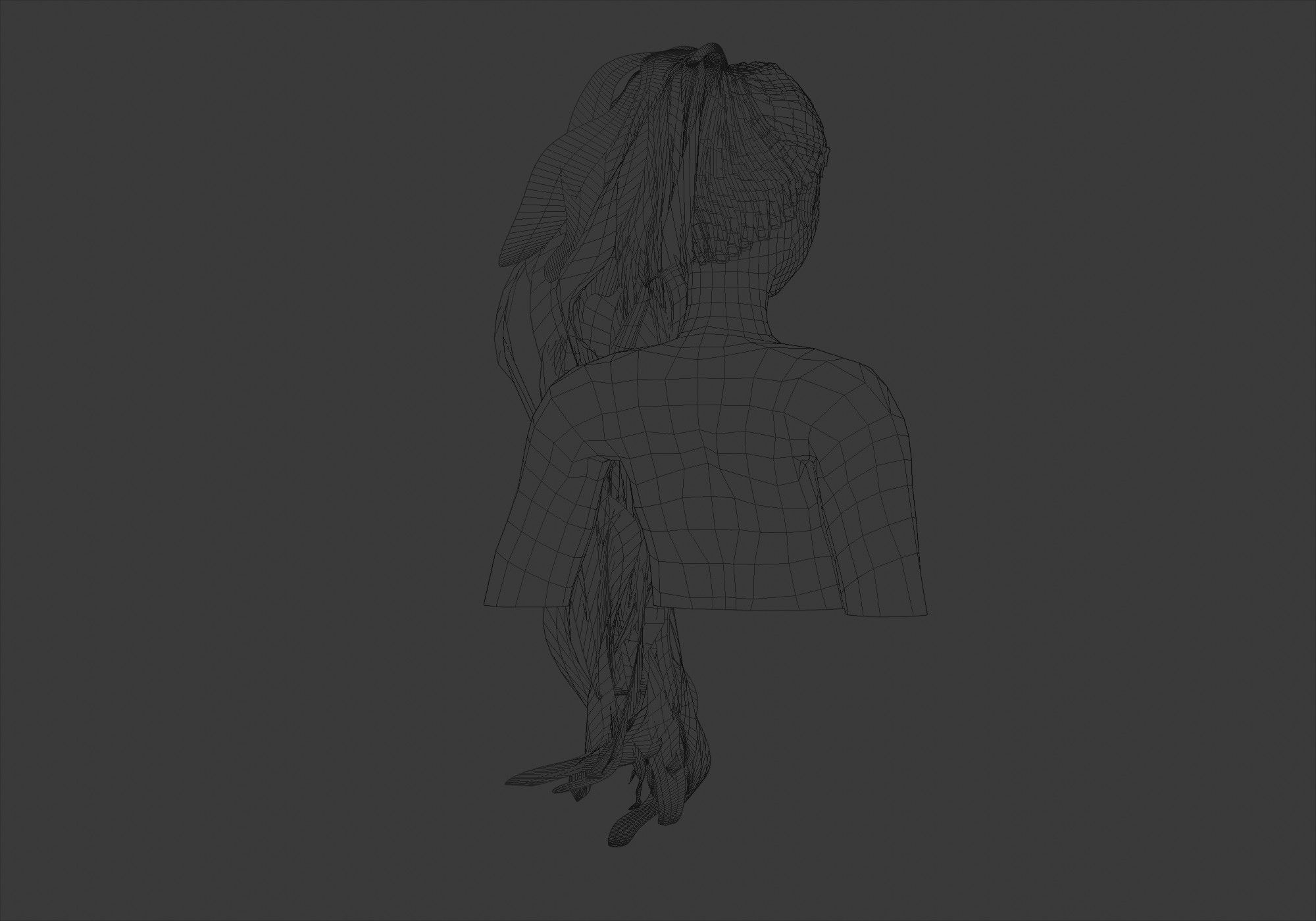 Pigtail Female Hair 3D model_8