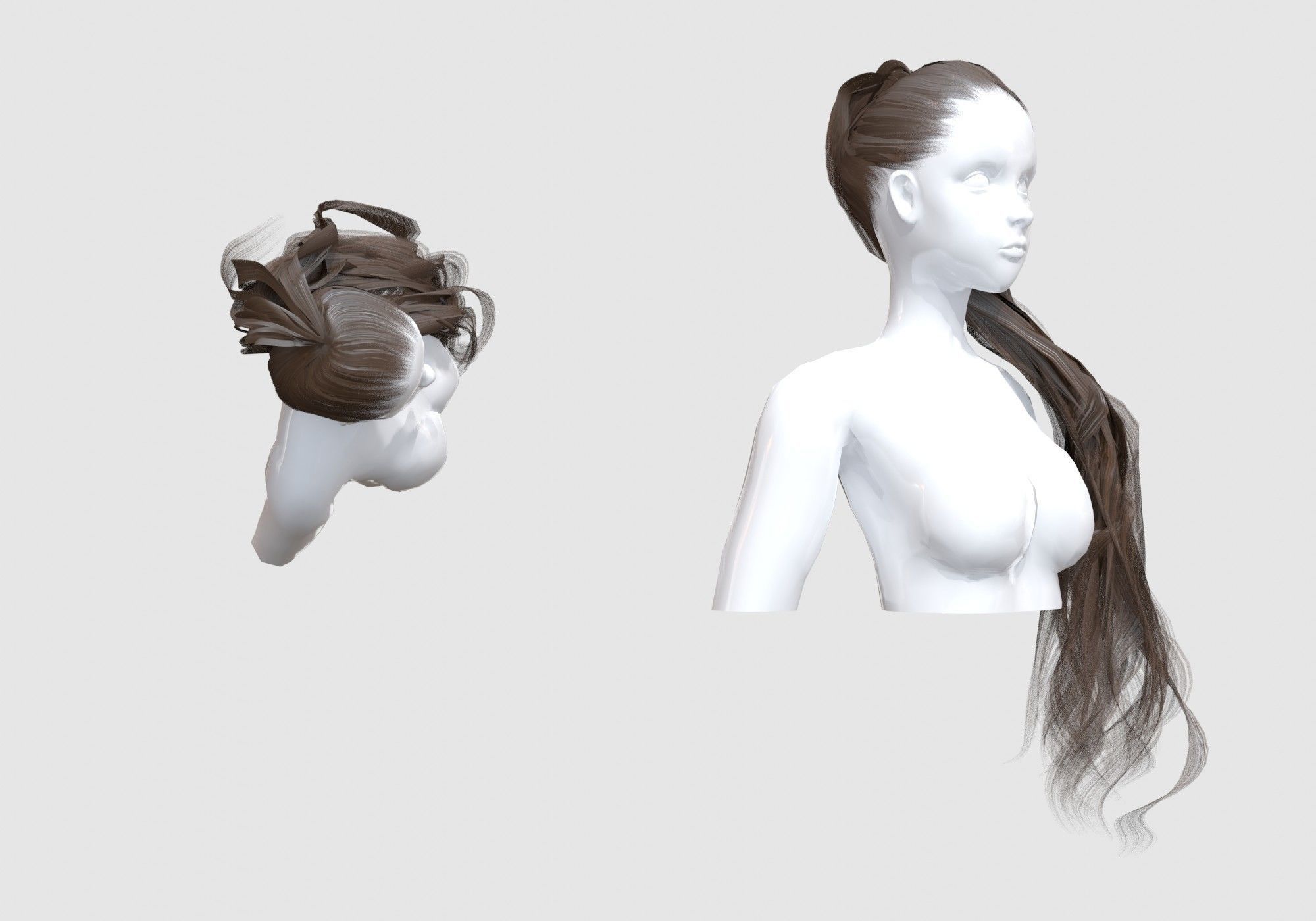 Pigtail Female Hair 3D model_1