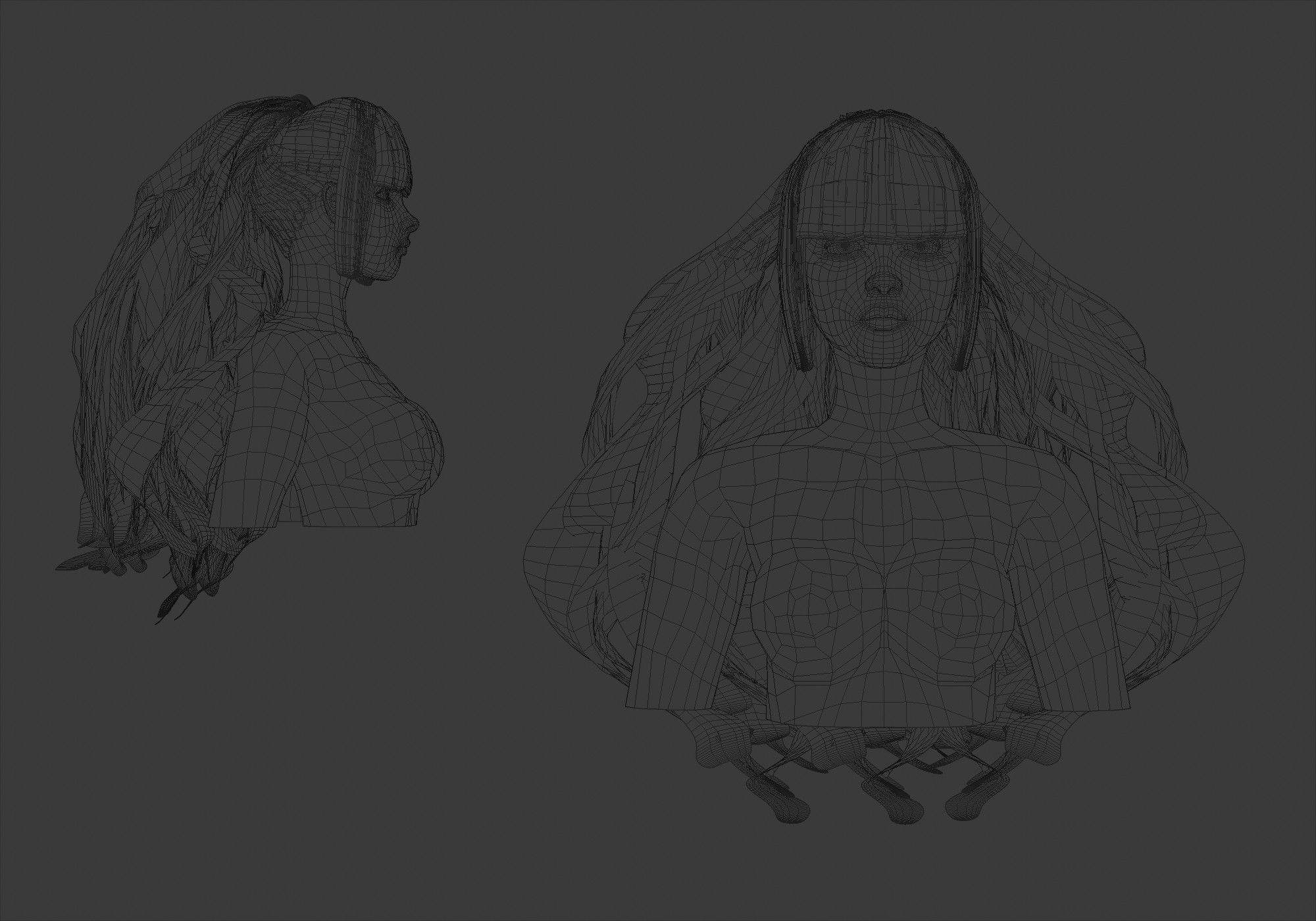 Long Pigtail Hair 3D model_5