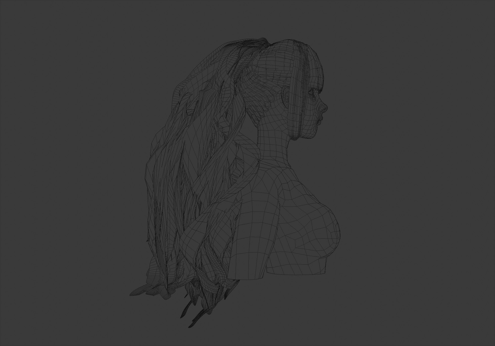 Long Pigtail Hair 3D model_7