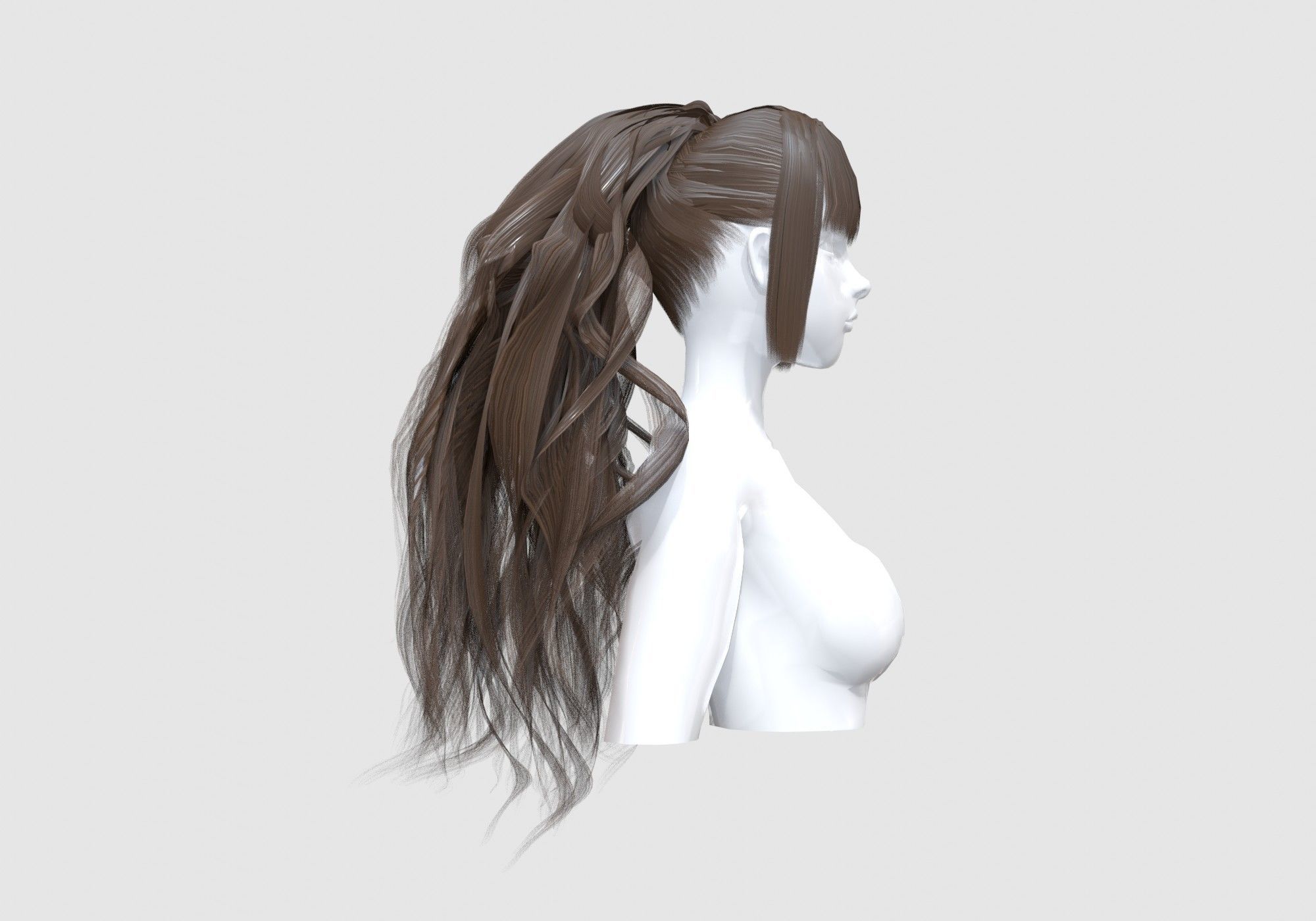 Long Pigtail Hair 3D model_2