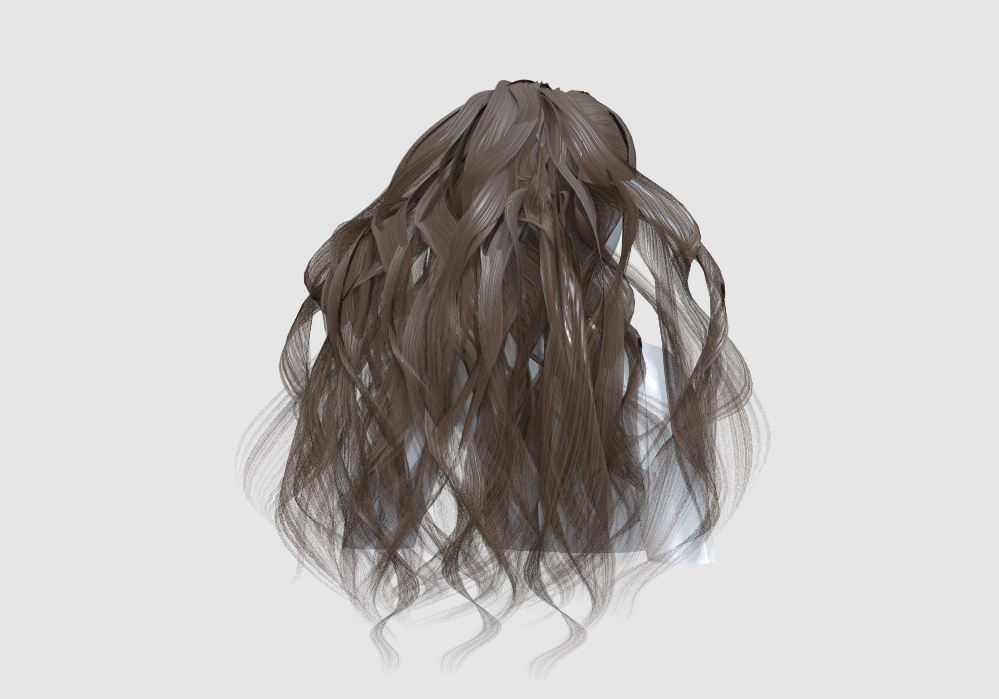 Long Pigtail Hair 3D model_3