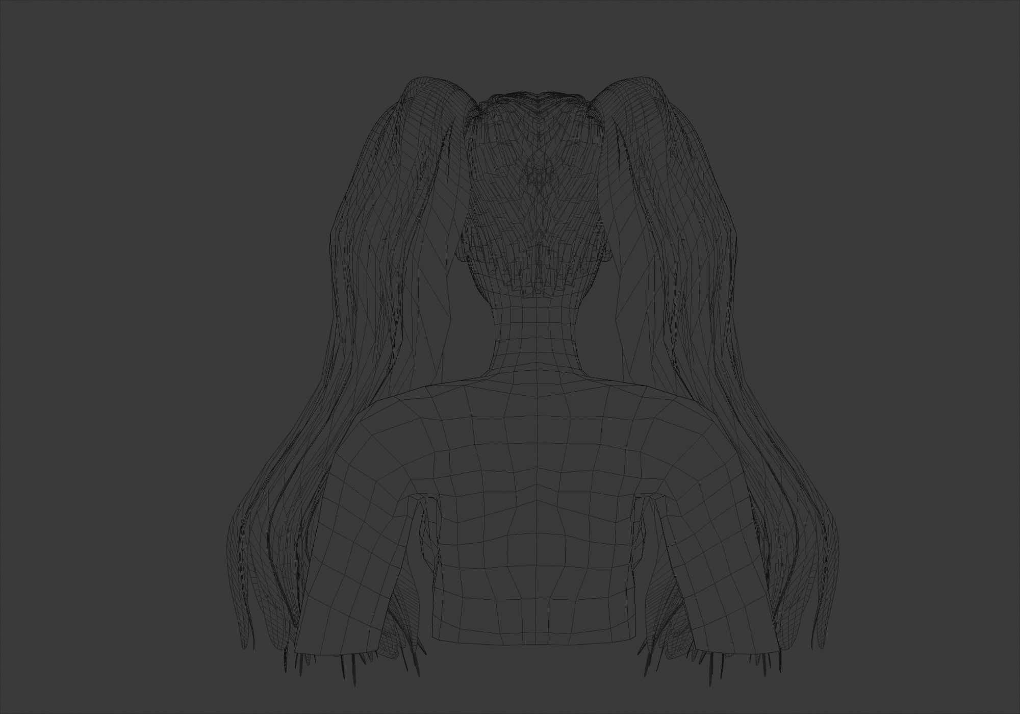 Long Cute Hairstyle  3D model_9