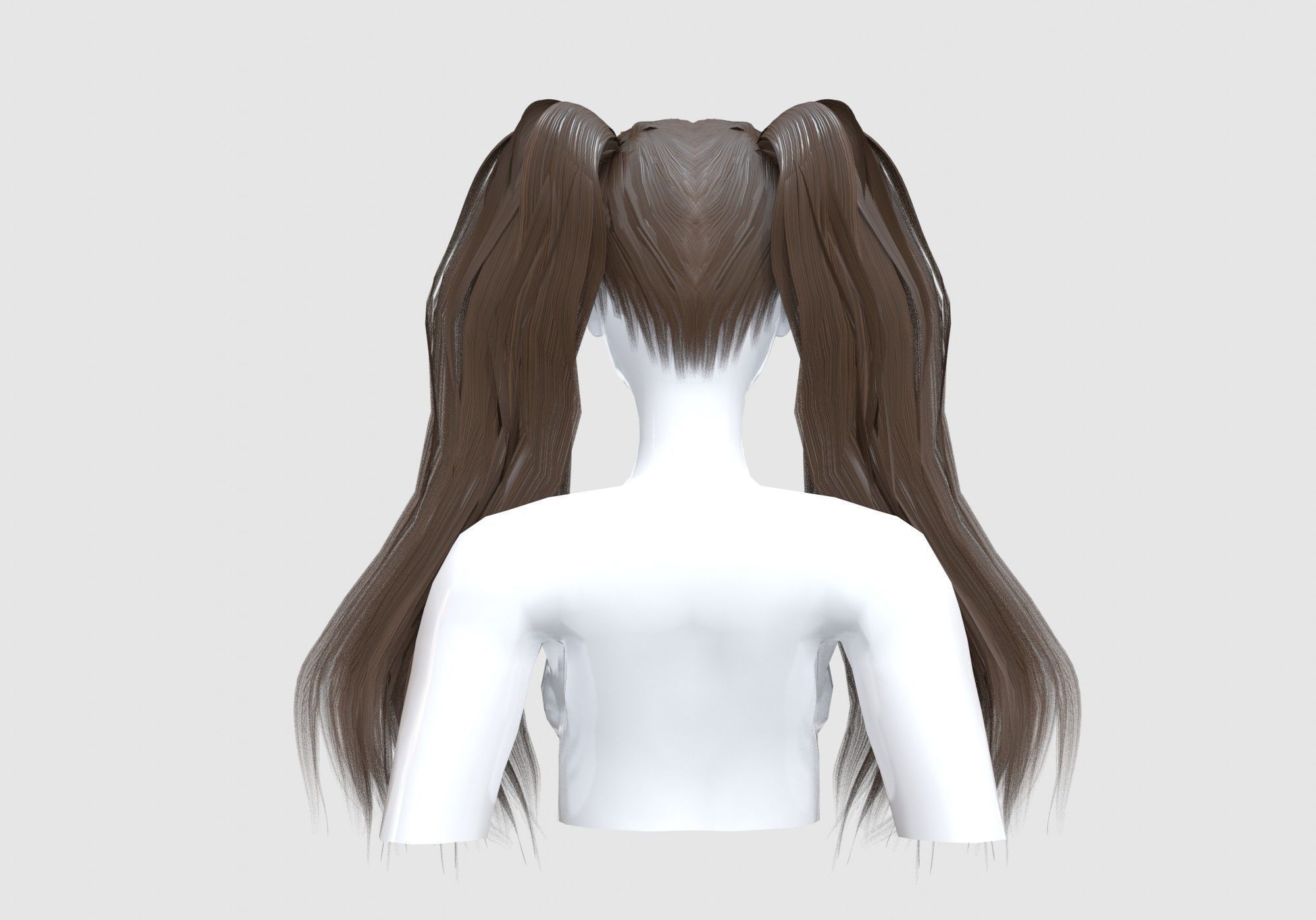 Long Cute Hairstyle  3D model_4
