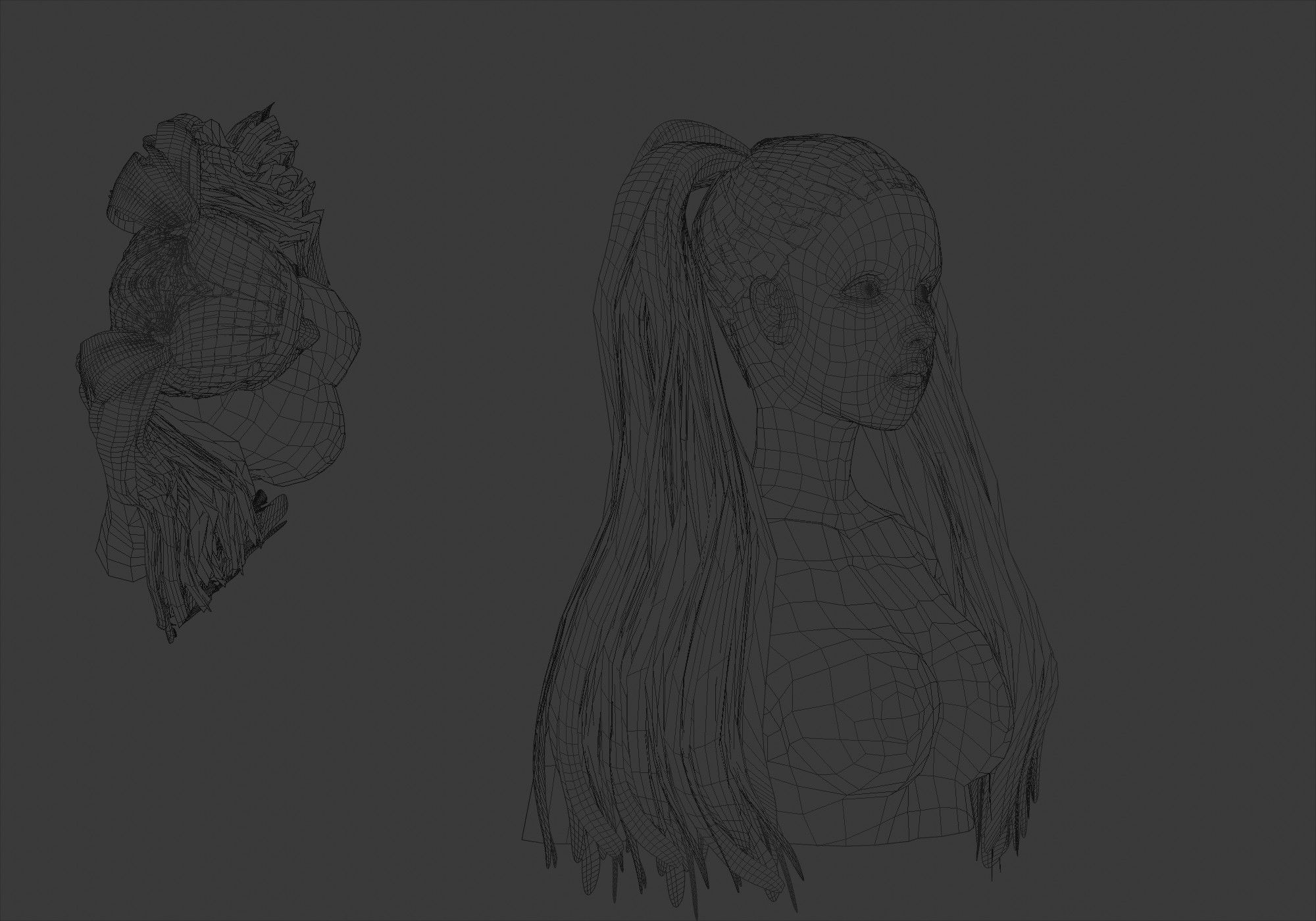 Long Cute Hairstyle  3D model_6