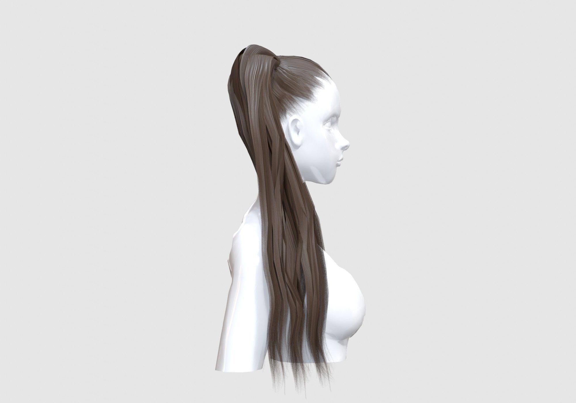 Long Cute Hairstyle  3D model_2