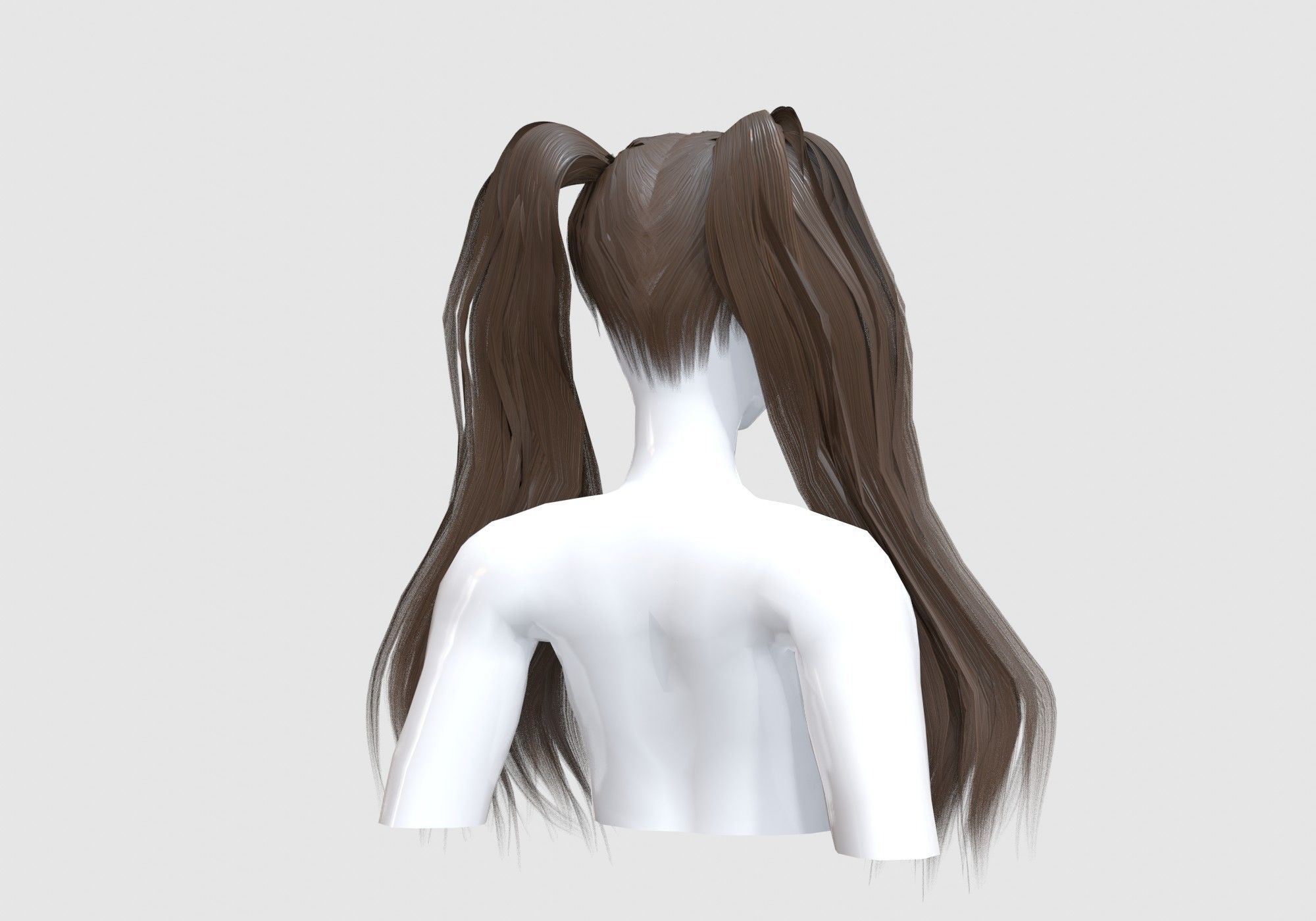 Long Cute Hairstyle  3D model_3