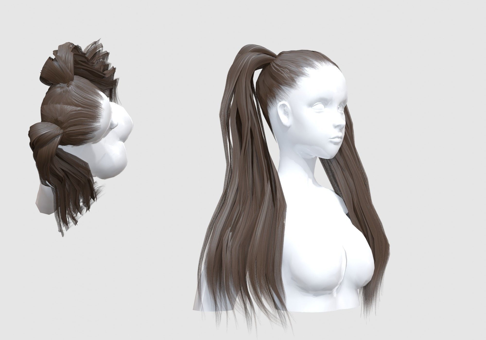 Long Cute Hairstyle  3D model_1
