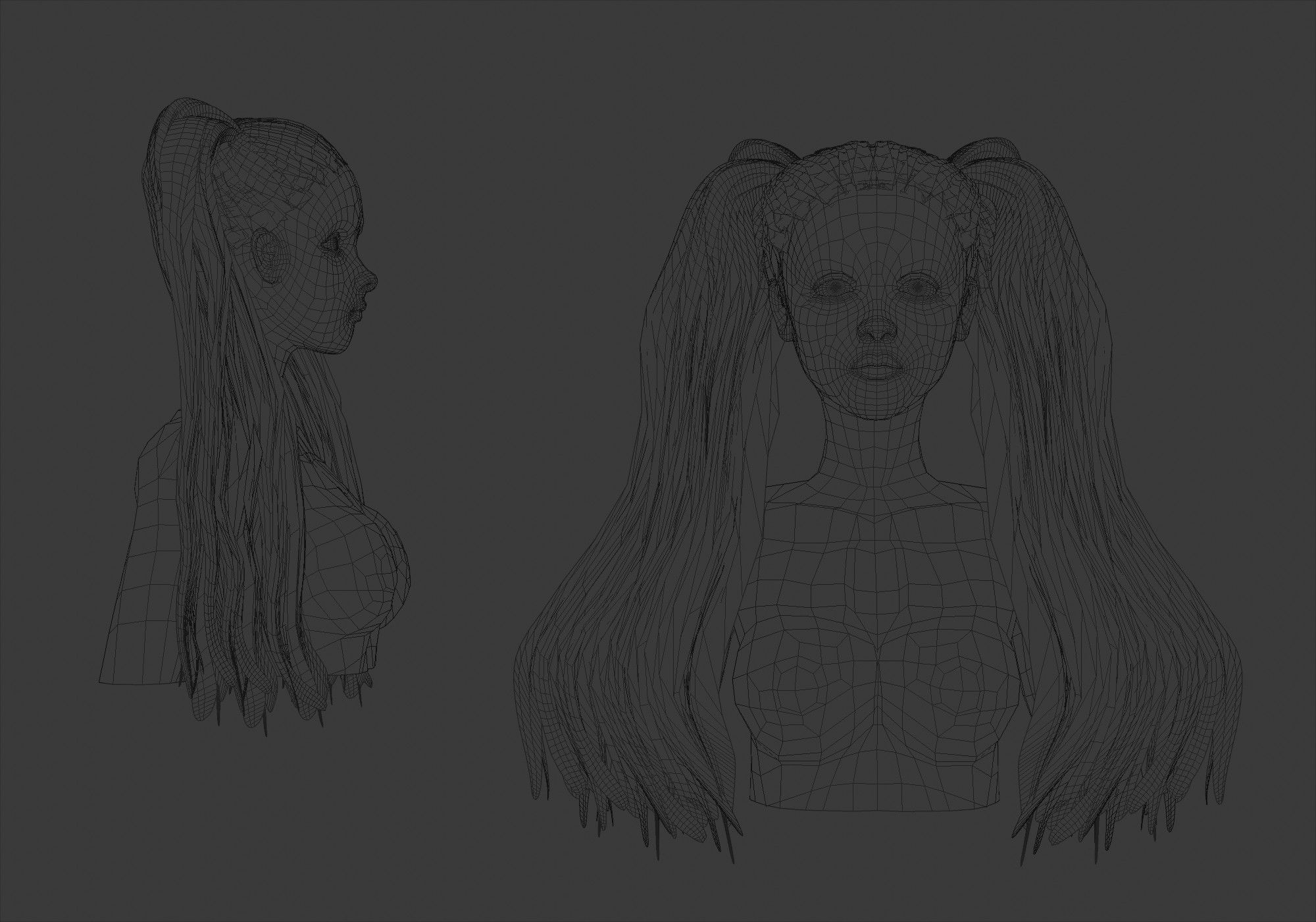 Long Cute Hairstyle  3D model_5