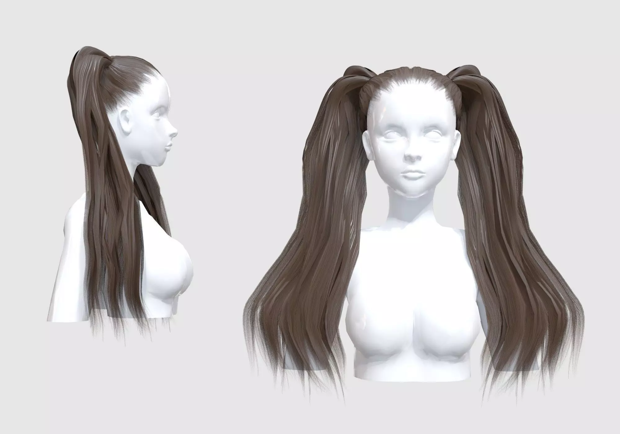 Long Cute Hairstyle  3D model_0