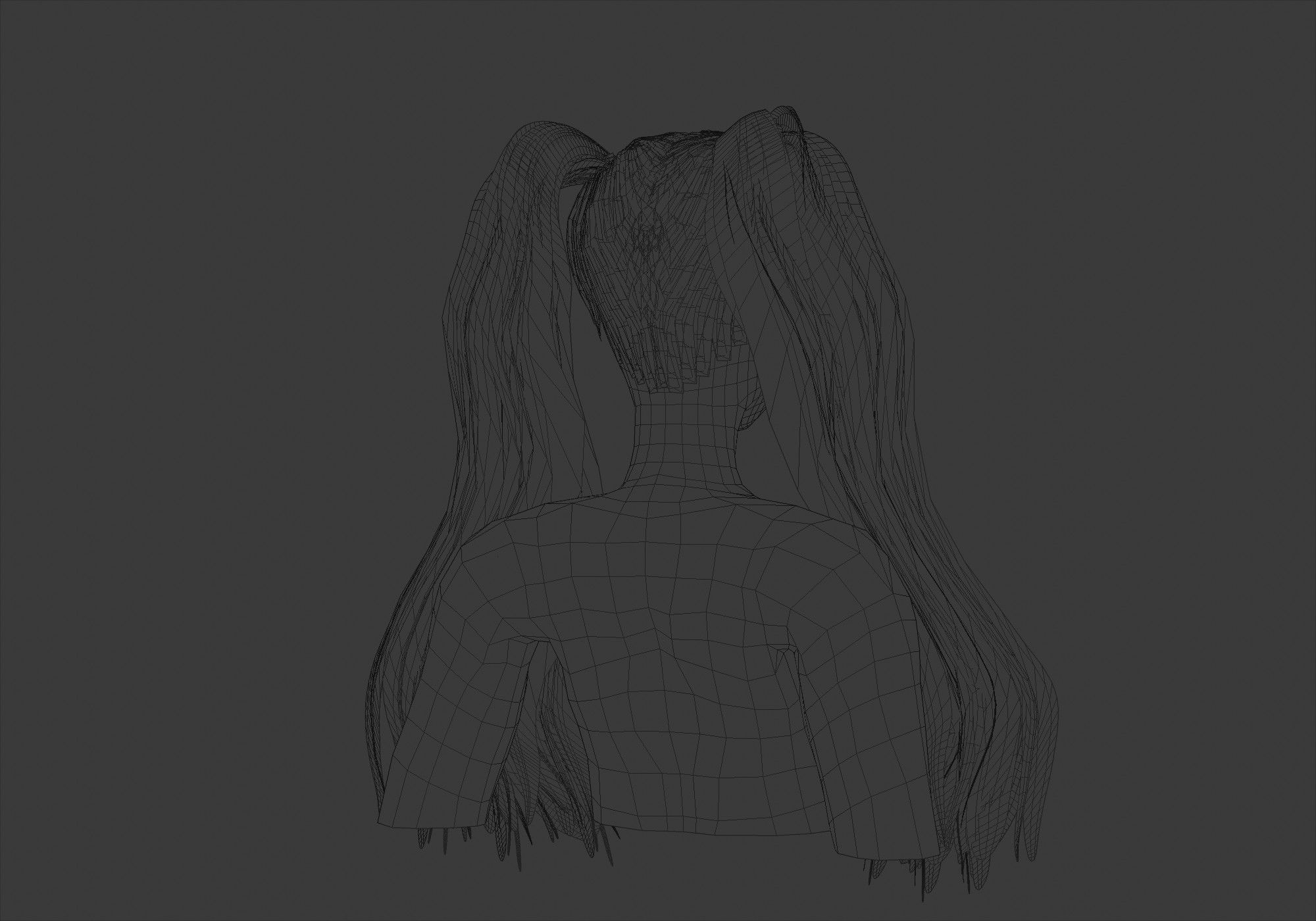 Long Cute Hairstyle  3D model_8