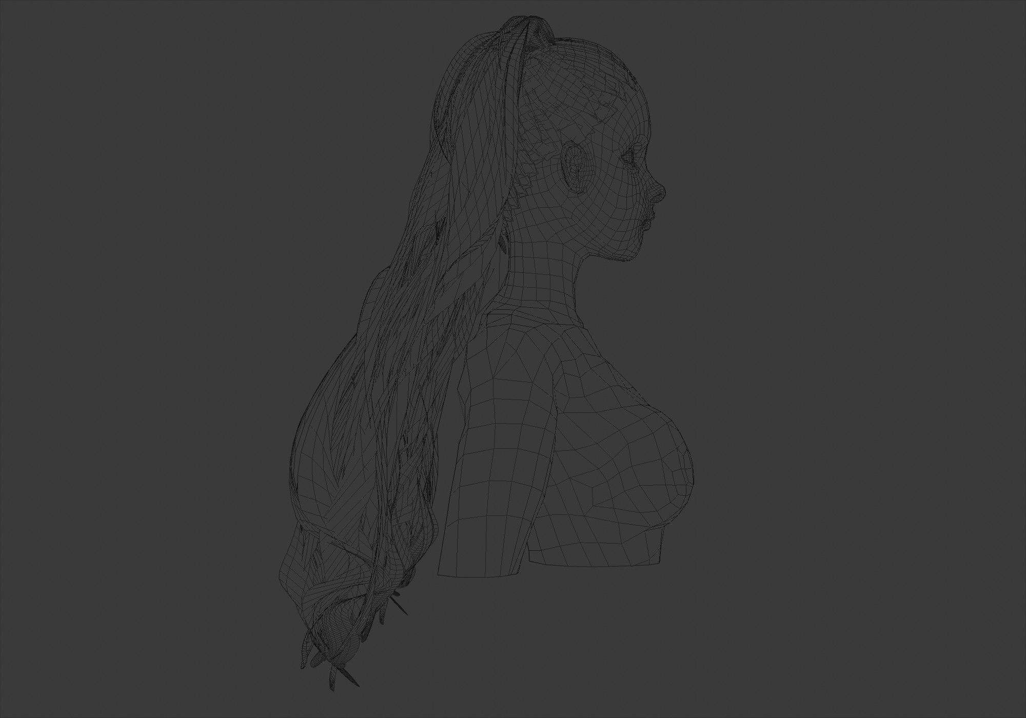 Female Pigtails Hair 3D model_7