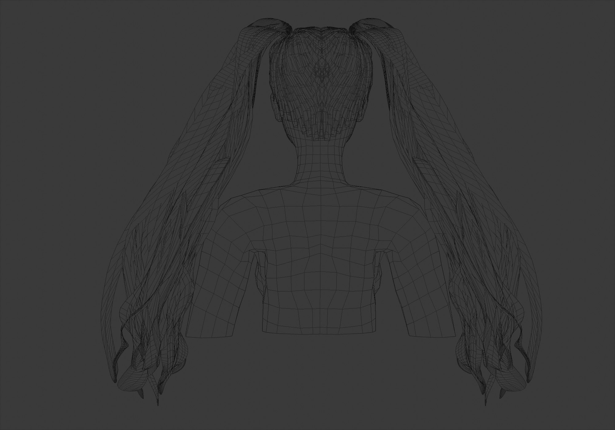 Female Pigtails Hair 3D model_9