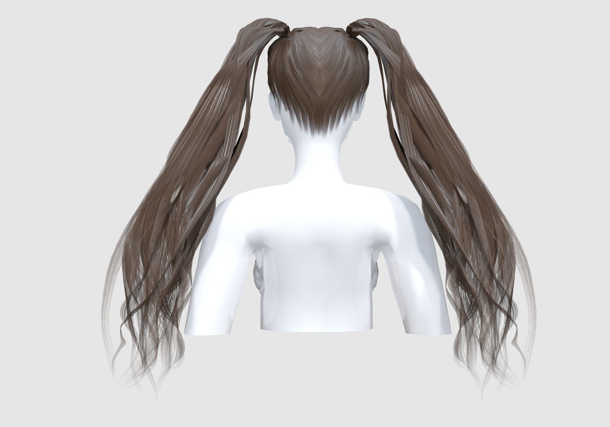 Female Pigtails Hair 3D model_4