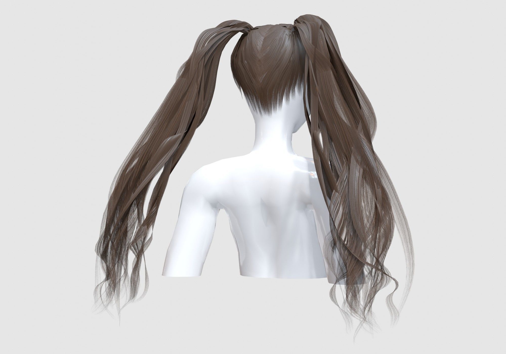 Female Pigtails Hair 3D model_3