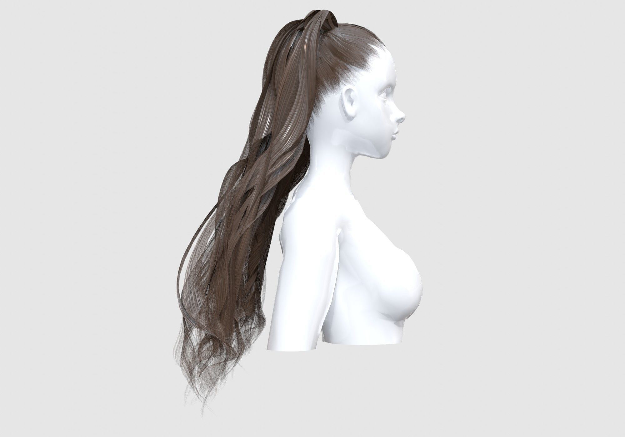 Female Pigtails Hair 3D model_2