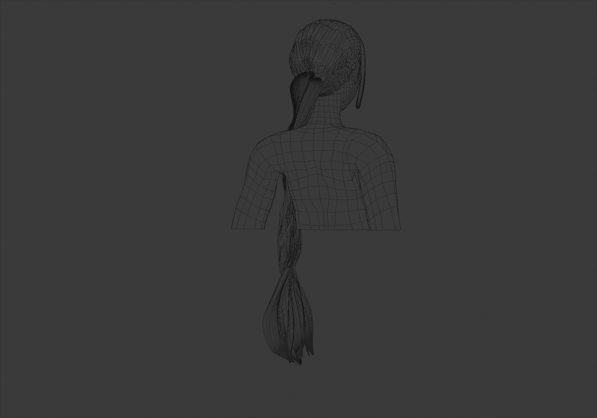 Female Pigtail Hairstyle 3D model_8