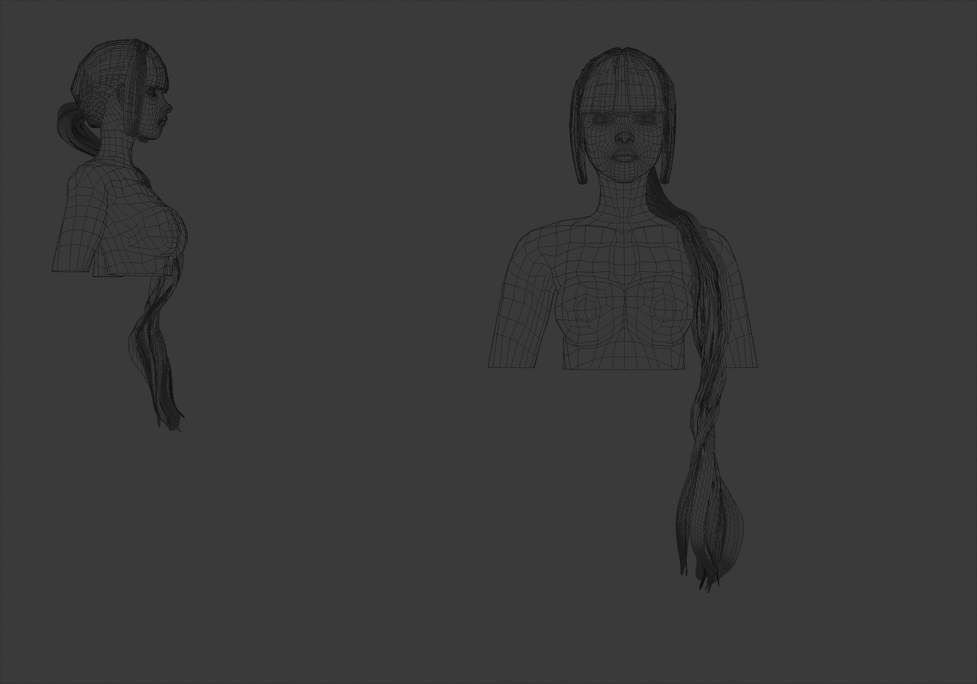 Female Pigtail Hairstyle 3D model_5