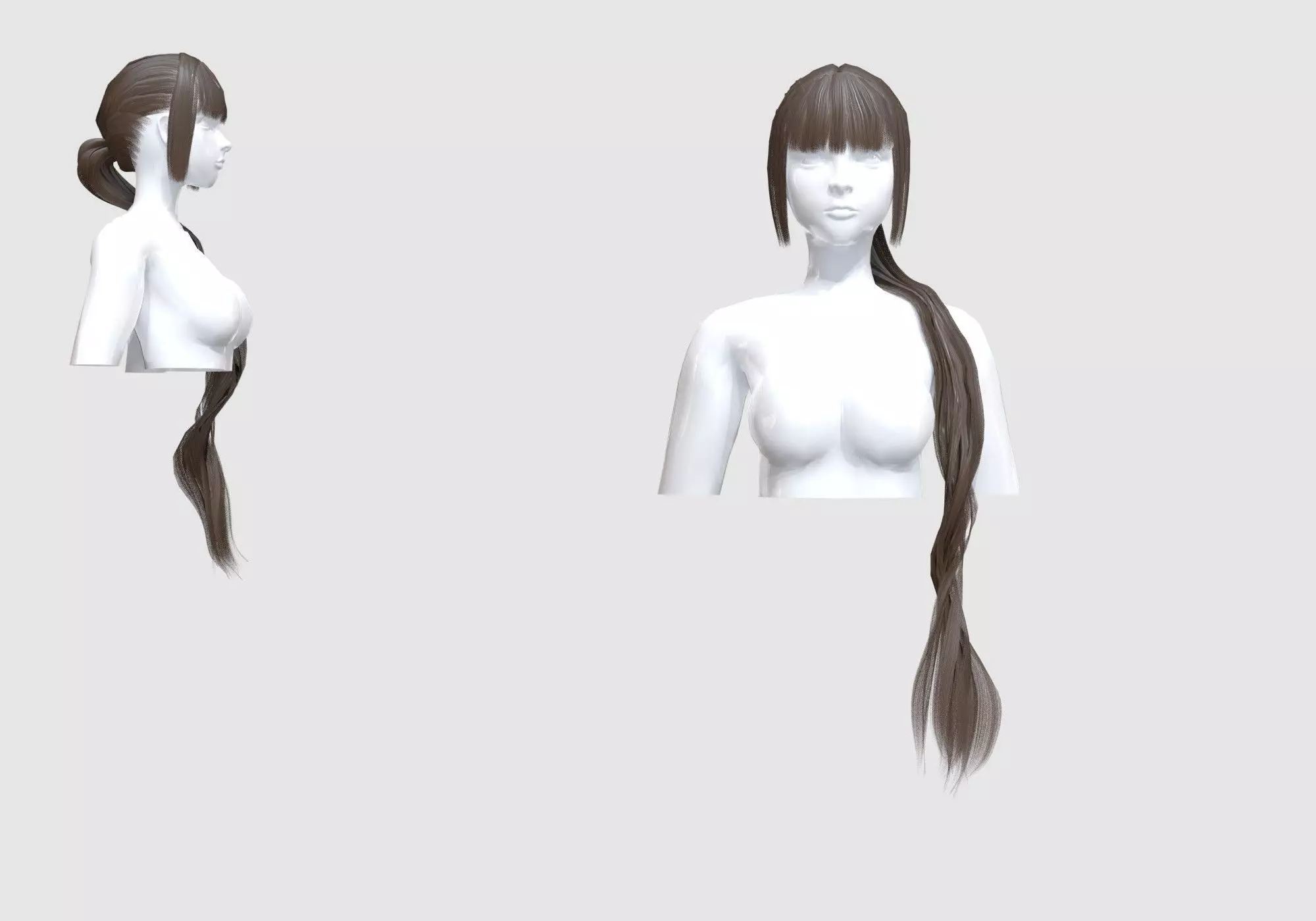 Female Pigtail Hairstyle 3D model_0