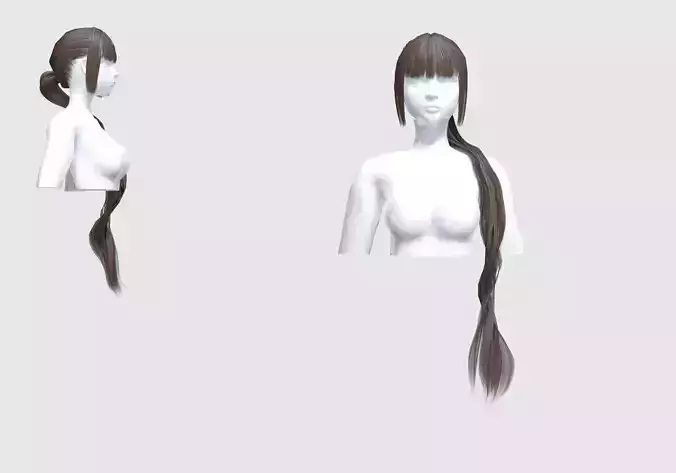 Female Pigtail Hairstyle 3D model Female Pigtail Hairstyle 3D model