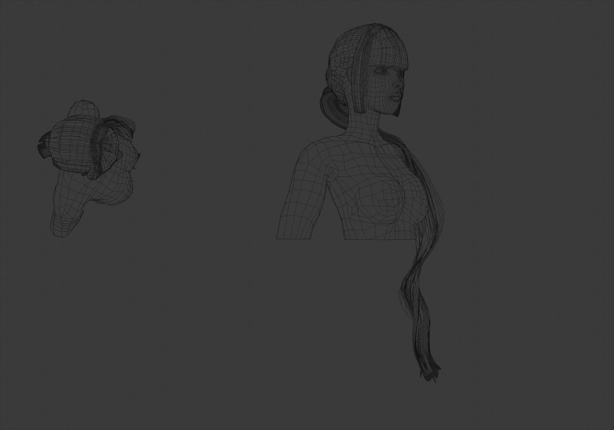 Female Pigtail Hairstyle 3D model_6