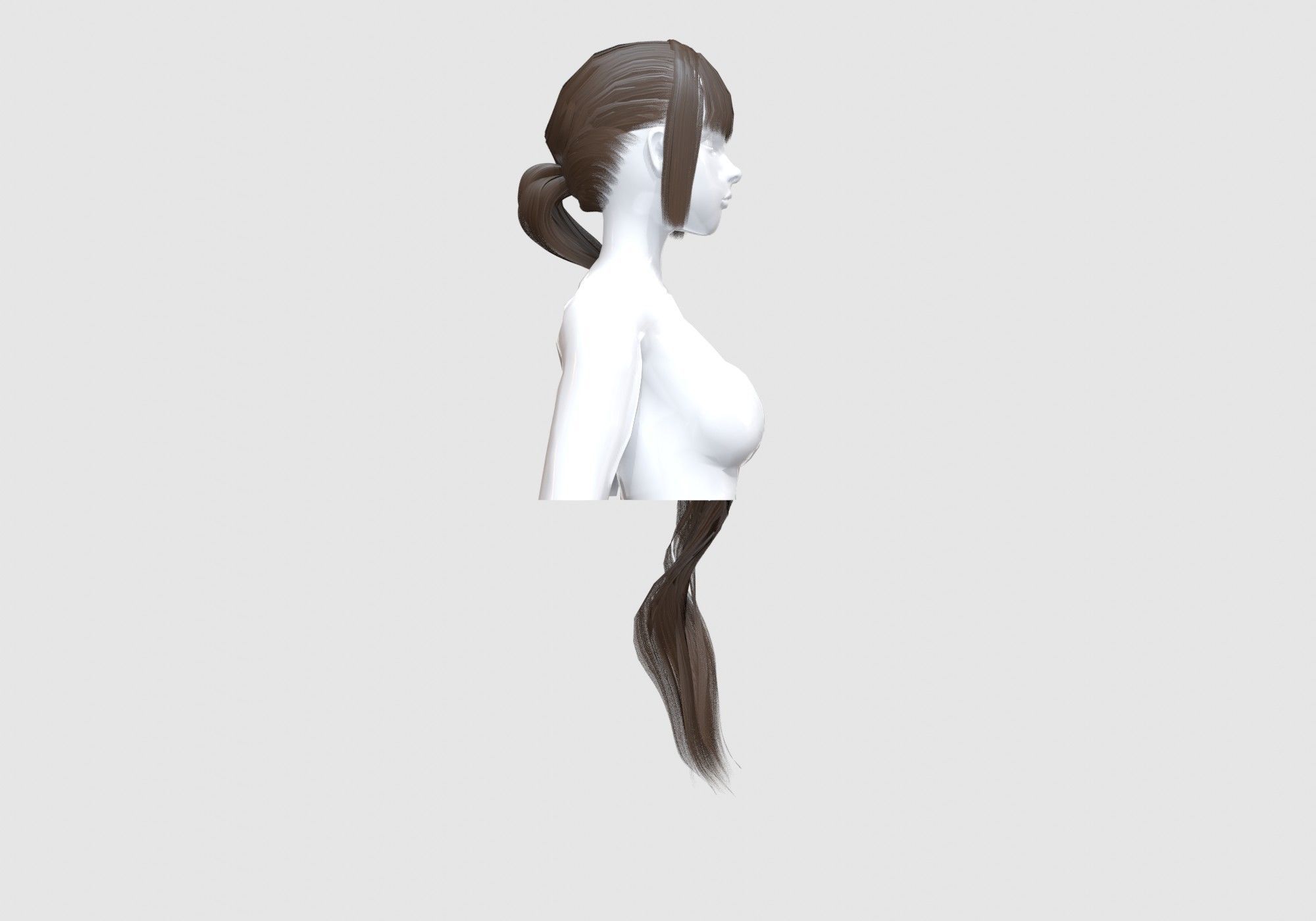 Female Pigtail Hairstyle 3D model_2