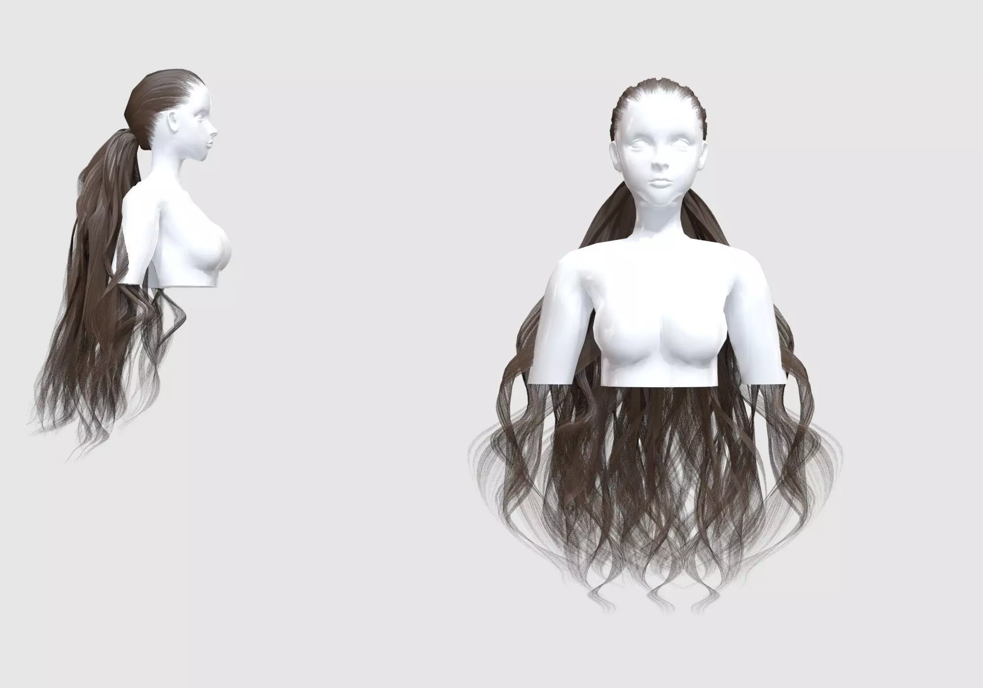 Female Curly Hairstyle 3D model_0