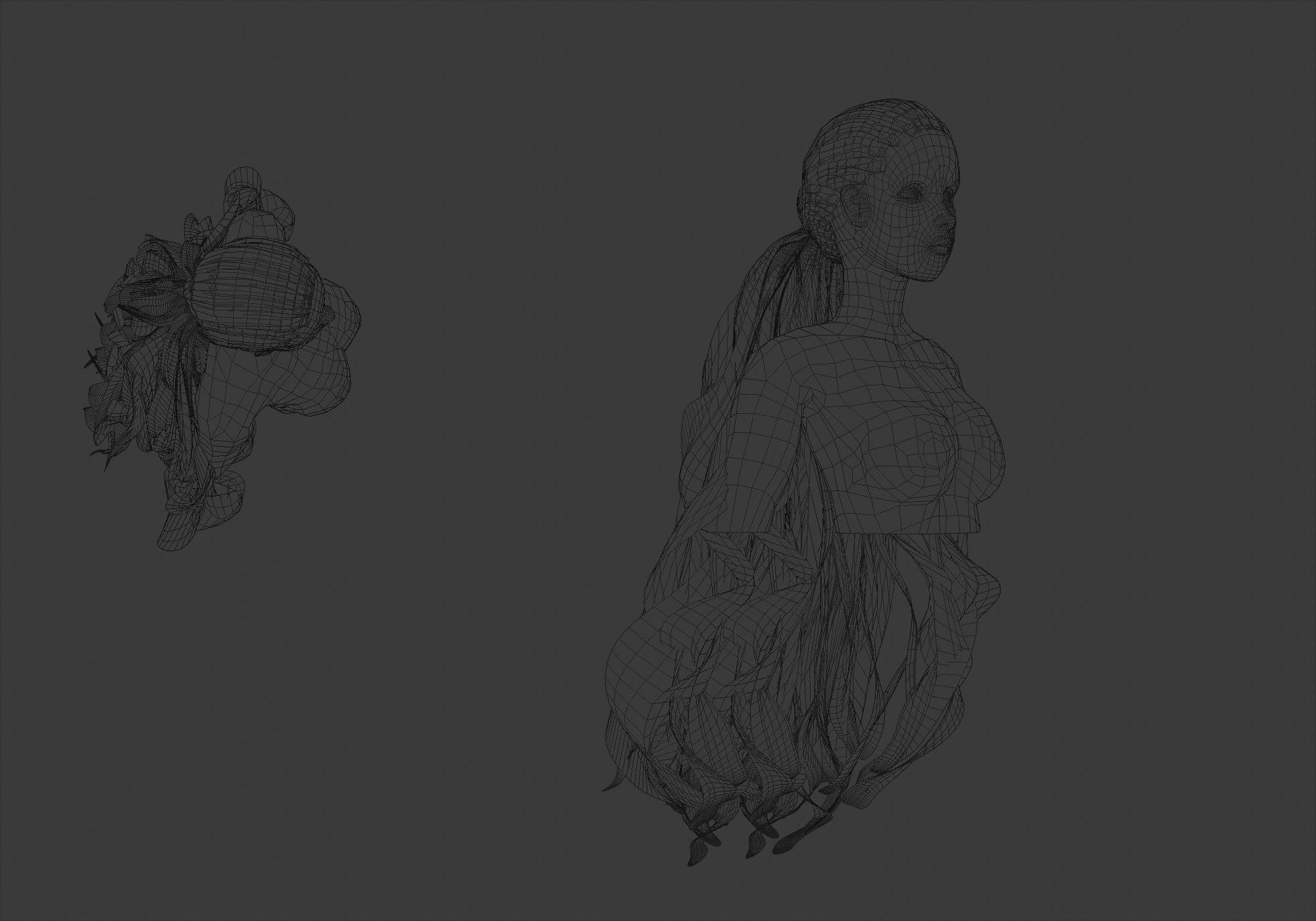 Female Curly Hairstyle 3D model_6