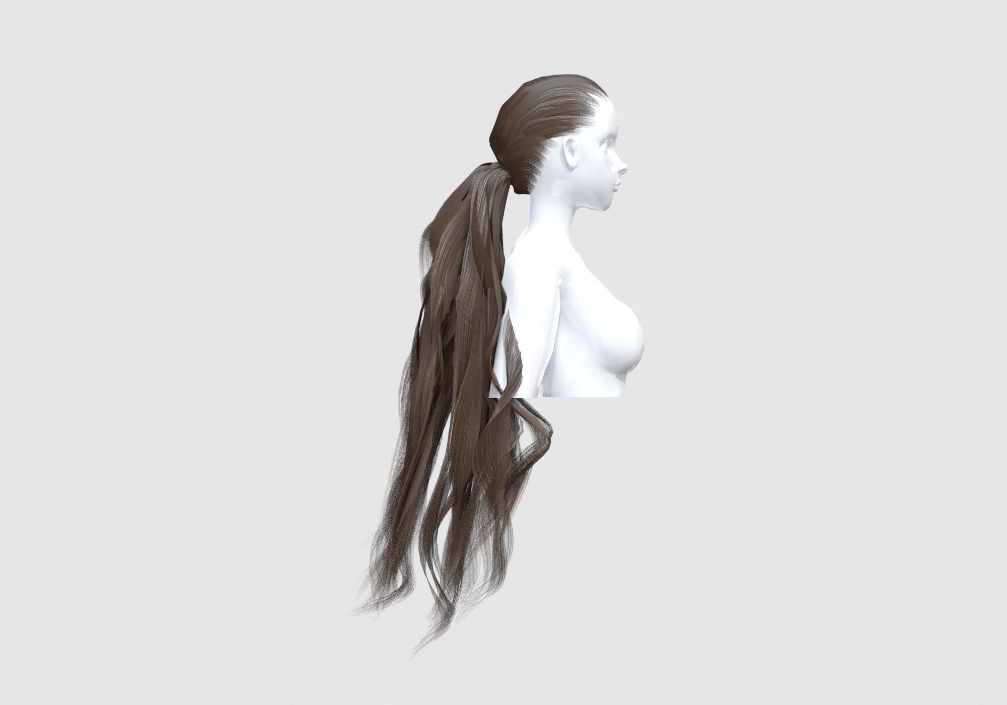 Female Curly Hairstyle 3D model_2
