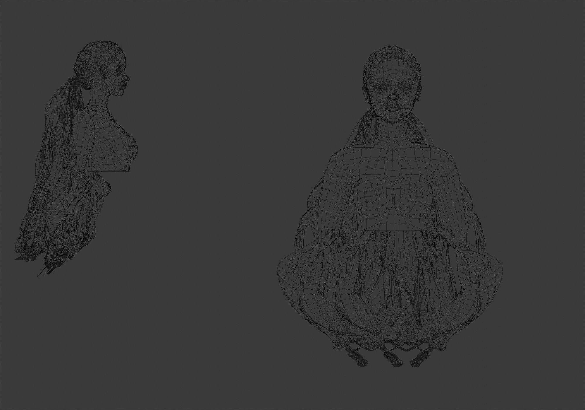 Female Curly Hairstyle 3D model_5